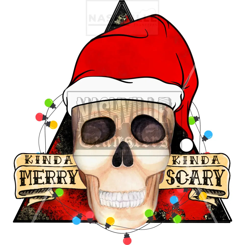 Kinda Merry Kinda Scary Skeleton Christmas Holiday Stock Transfer