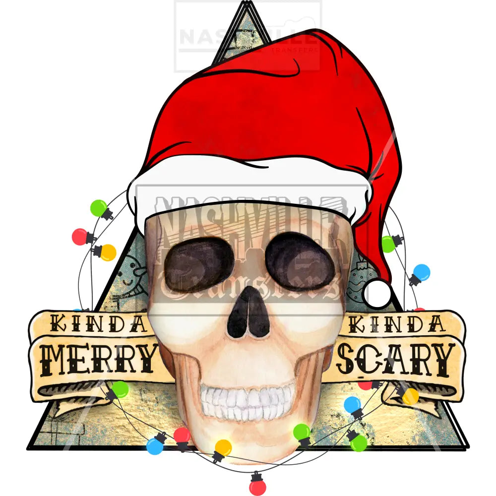 Kinda Merry Kinda Scary Skeleton Christmas Holiday Stock Transfer Low Heat / Brown
