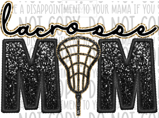 Lacrosse Mom Glitter And Embroidery Effect Transfer