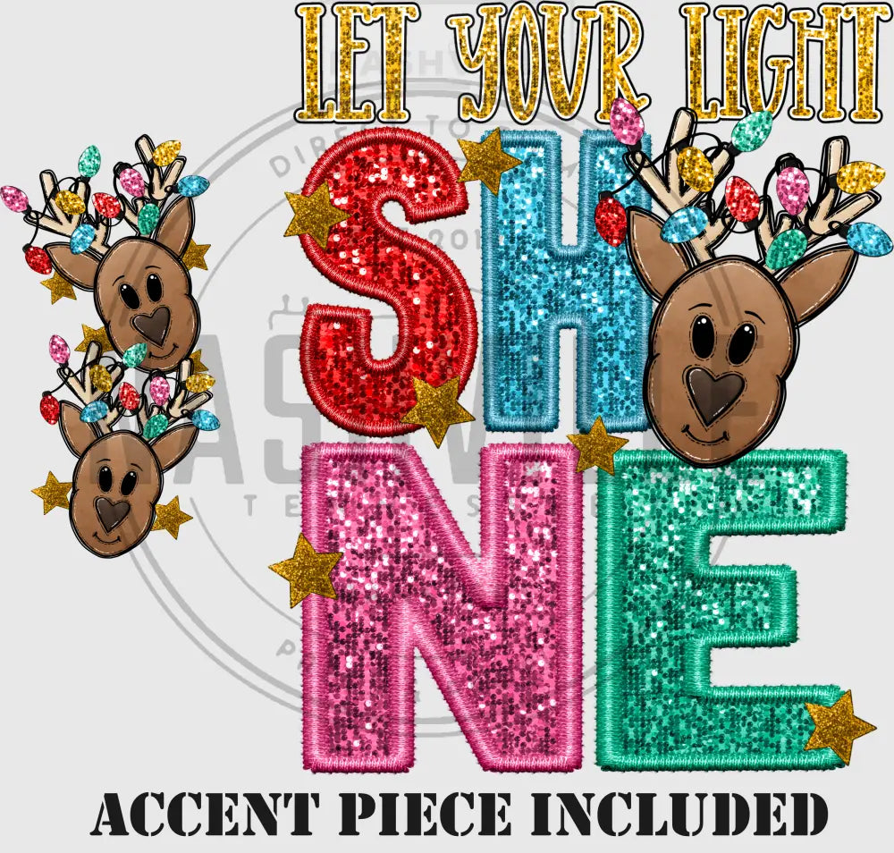 Let Your Light Shine Reindeer Transfer.