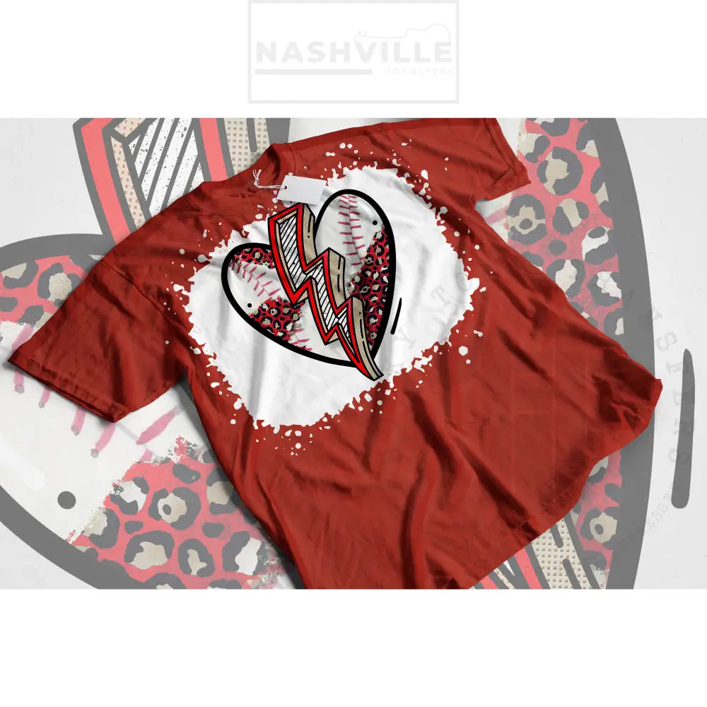 Lightning Bolt Baseball Heart Tee.