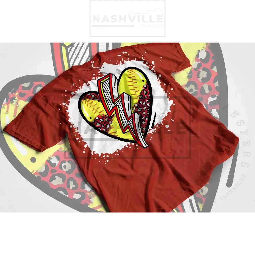 Lightning Bolt Heart Softball.