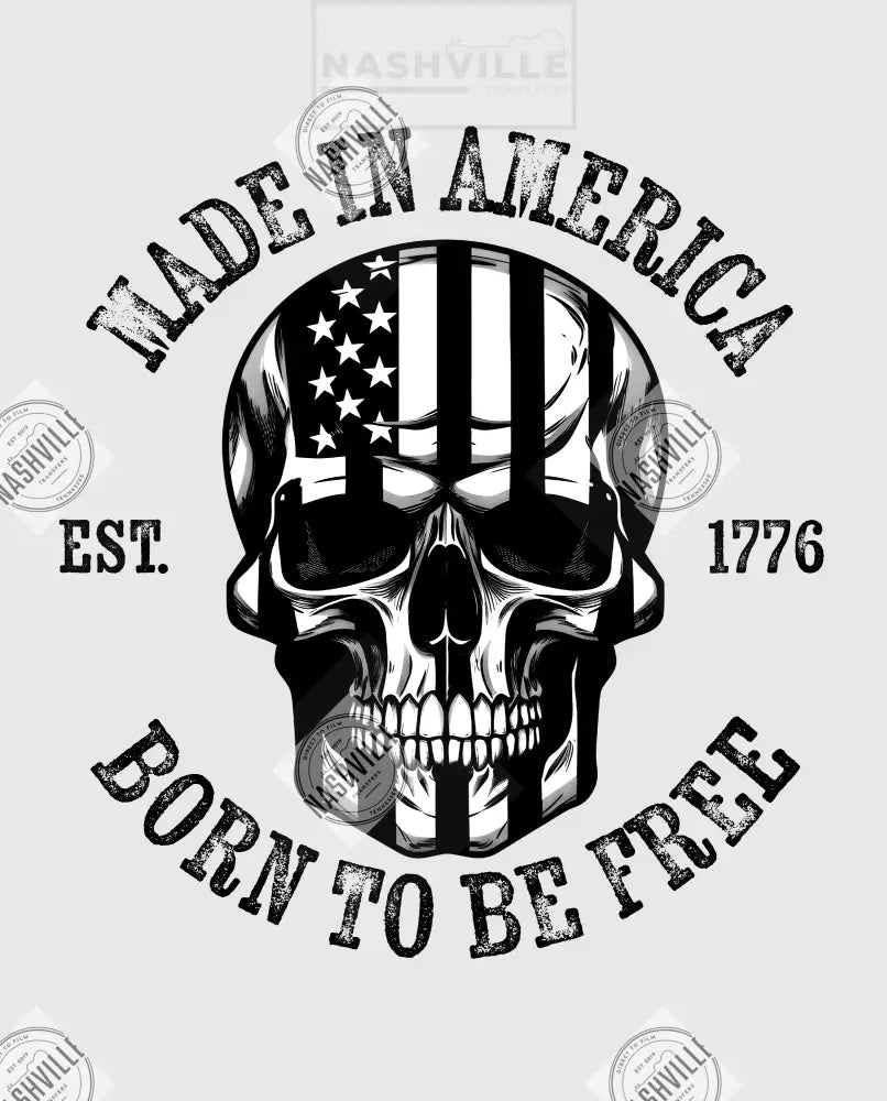 Made In America Skeleton Transfer. Black And White