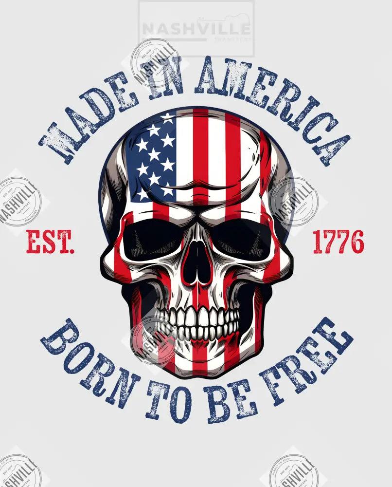 Made In America Skeleton Transfer. Red White Blue