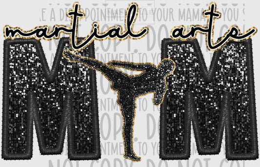 Martial Arts Mom Glitter And Embroidery Effect Transfer