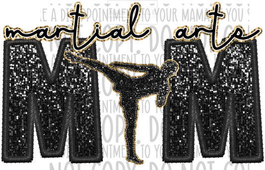 Martial Arts Mom Glitter And Embroidery Effect Transfer