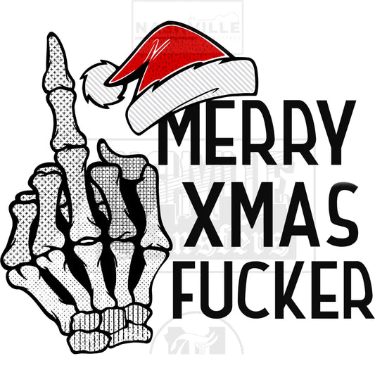 Merry Christmas Naughty Middle Finger Holiday Stock Transfer.