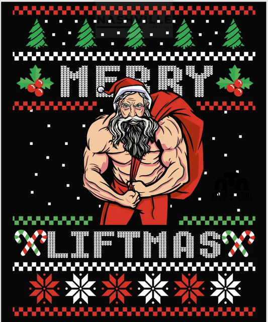 Merry Liftmas Rasterized Christmas Ugly Sweater Holiday Tee T-Shirt