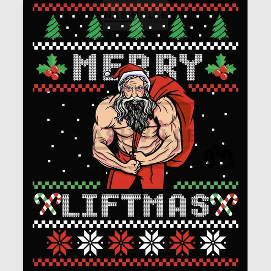 Merry Liftmas Rasterized Christmas Ugly Sweater Holiday Tee T-Shirt