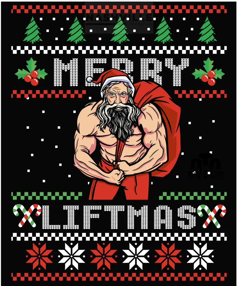 Merry Liftmas Rasterized Christmas Ugly Sweater Holiday Tee T-Shirt