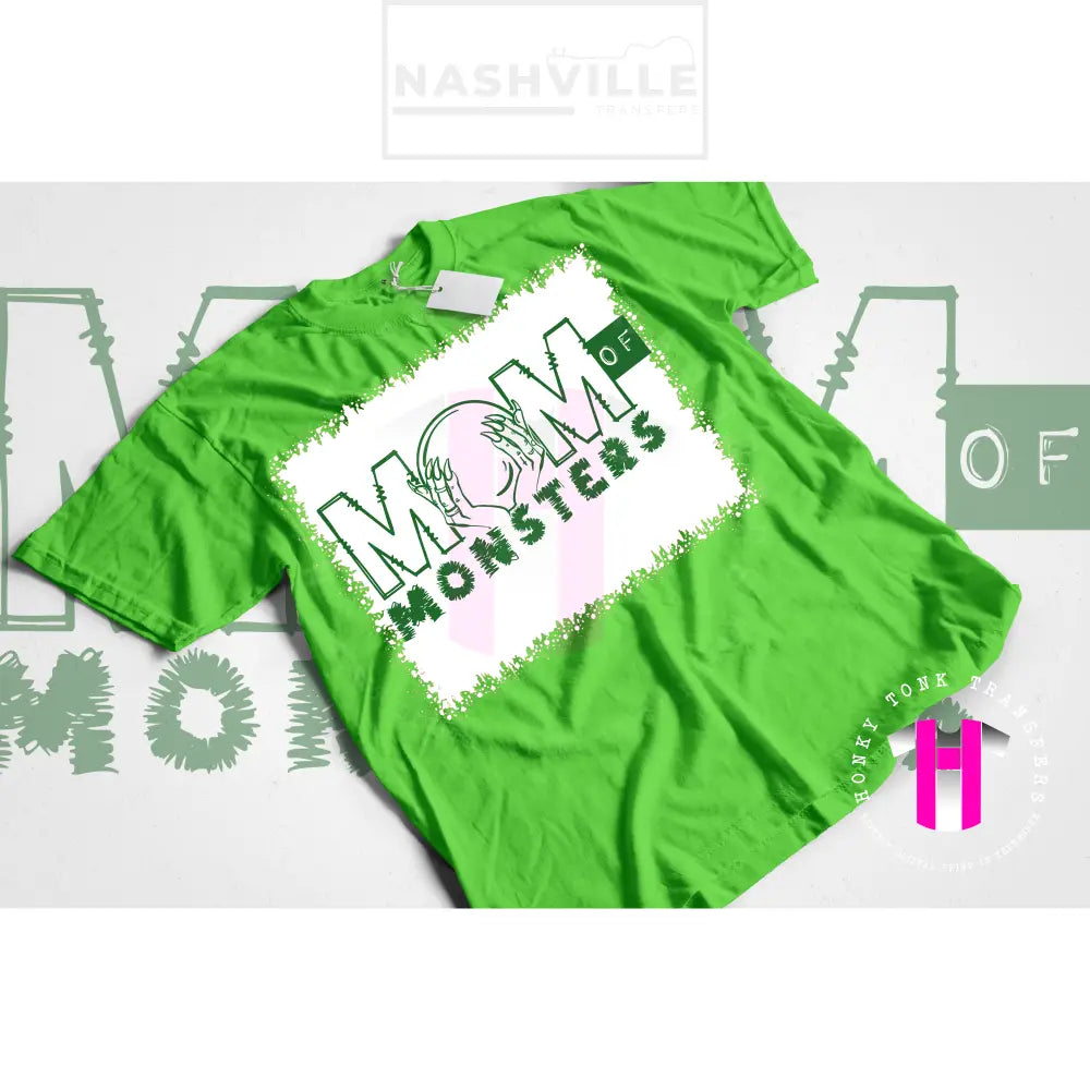 Mom Of Monsters Tee. Small / Green