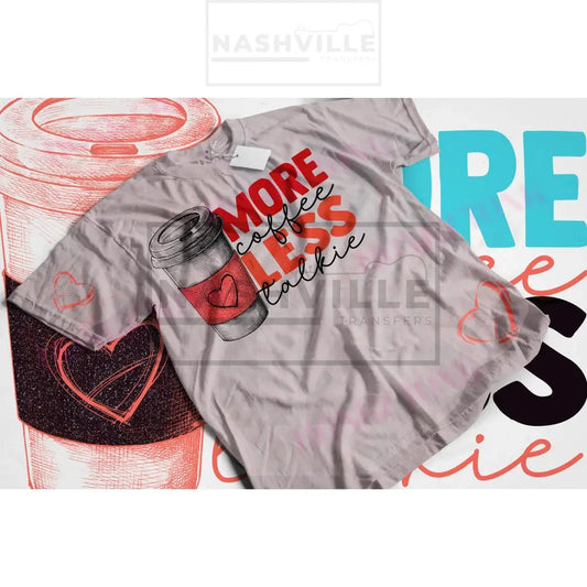 More coffee. Less talkie tee Red completed tee size Small T SHIRT
