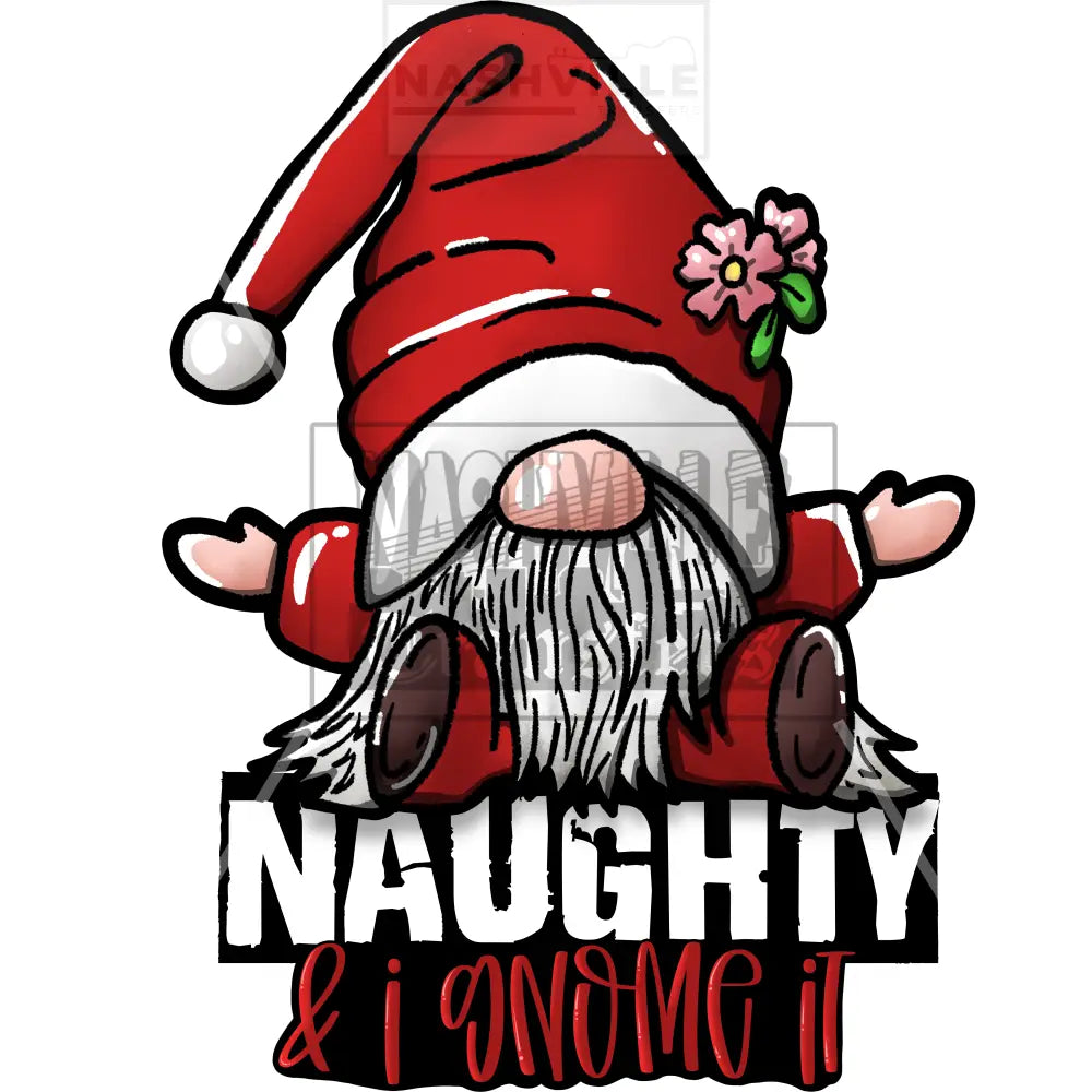 Naughty And I Gnome It Christmas Holiday Stock Transfer.