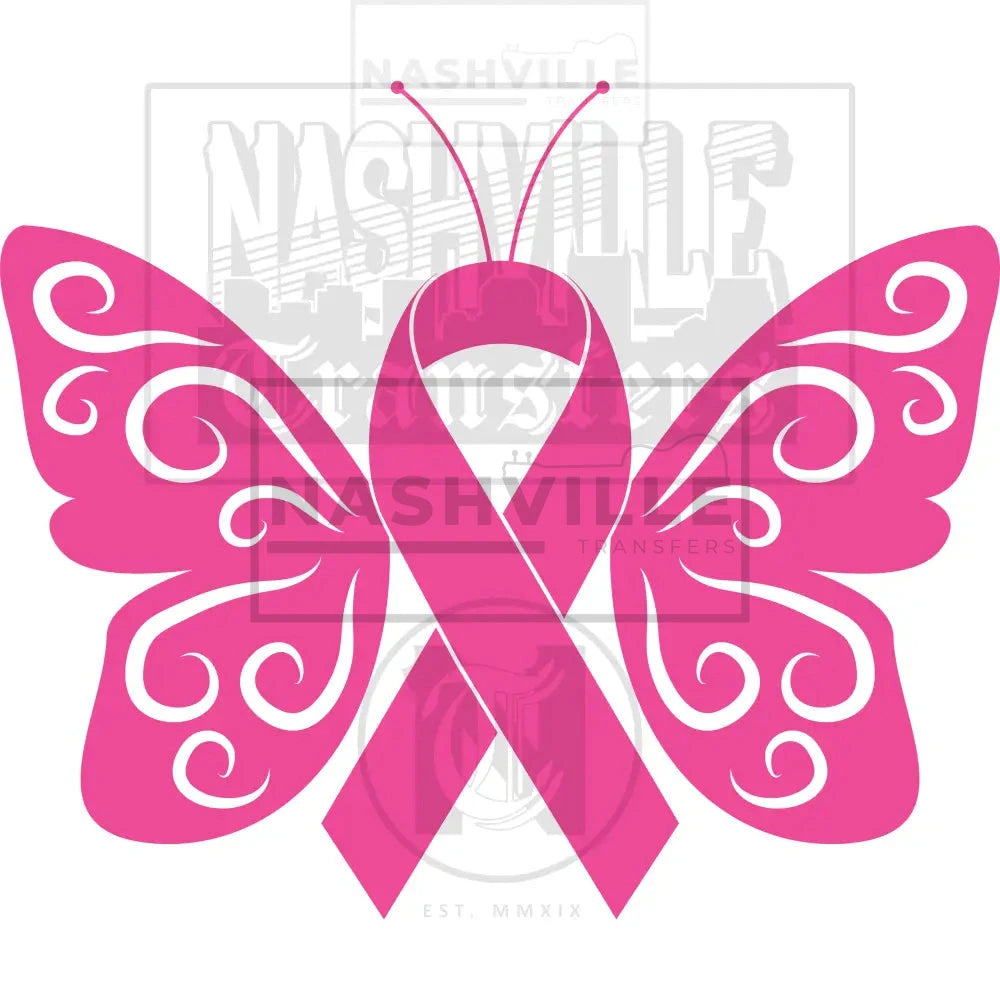 Pink Butterfly Ribbon Cancer Awareness Stock Transfer.