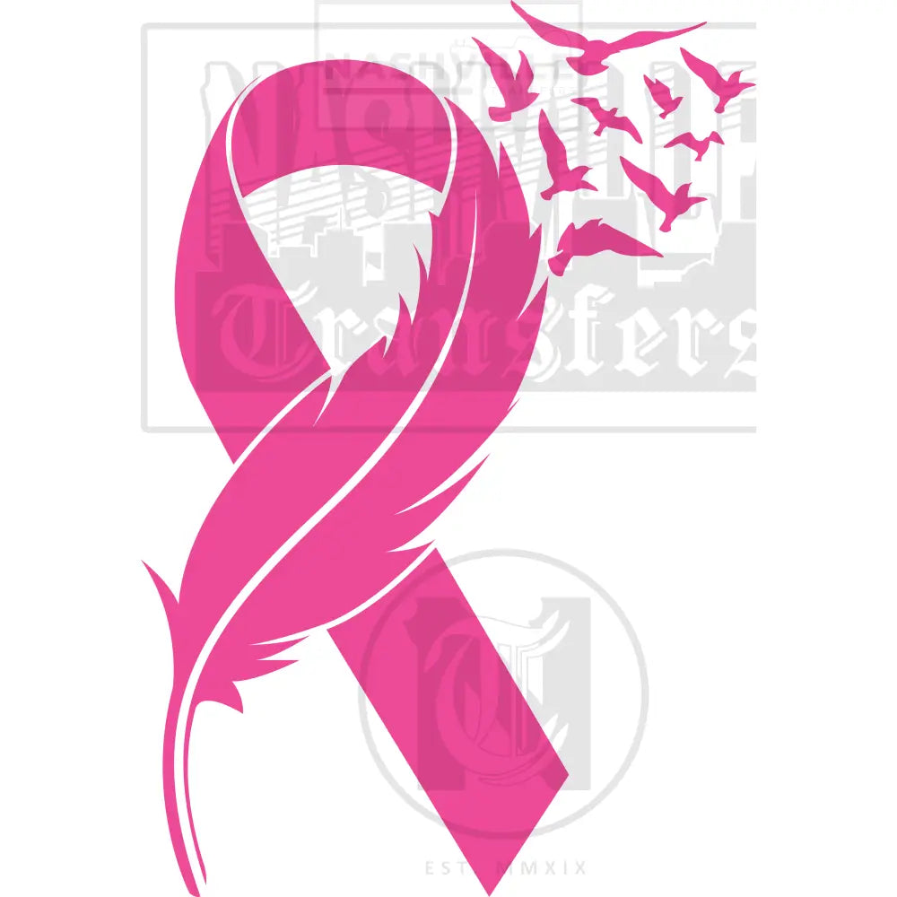 Pink Cancer Ribbon Feather Stock Transfer.