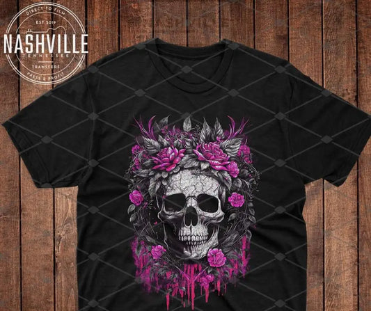 Pink Skeletal Flowers Tee