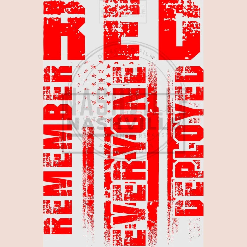Red. Remember Everyone Deployed Grunge Distressed Transfer. Prints