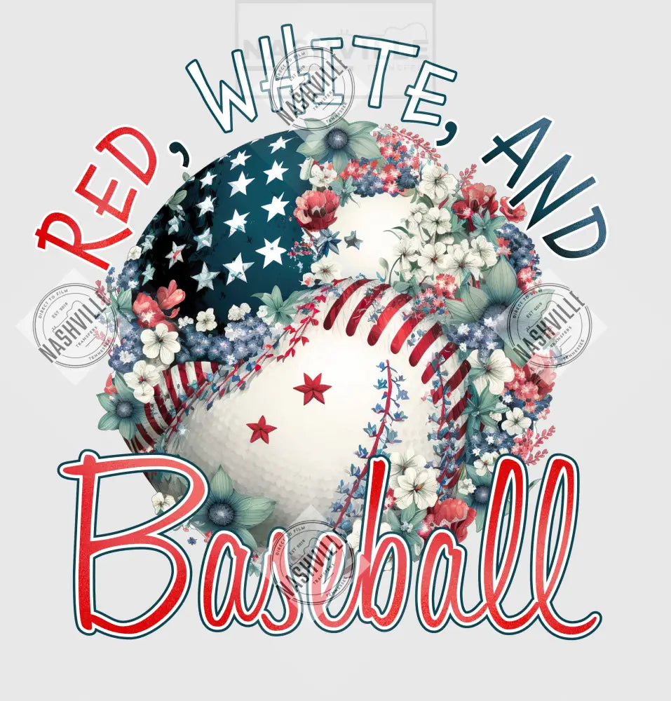 Red White And Baseball Transfer.