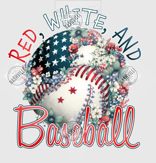 Red White And Baseball Transfer.