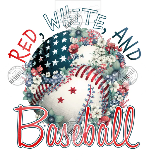 Red White And Baseball Transfer.