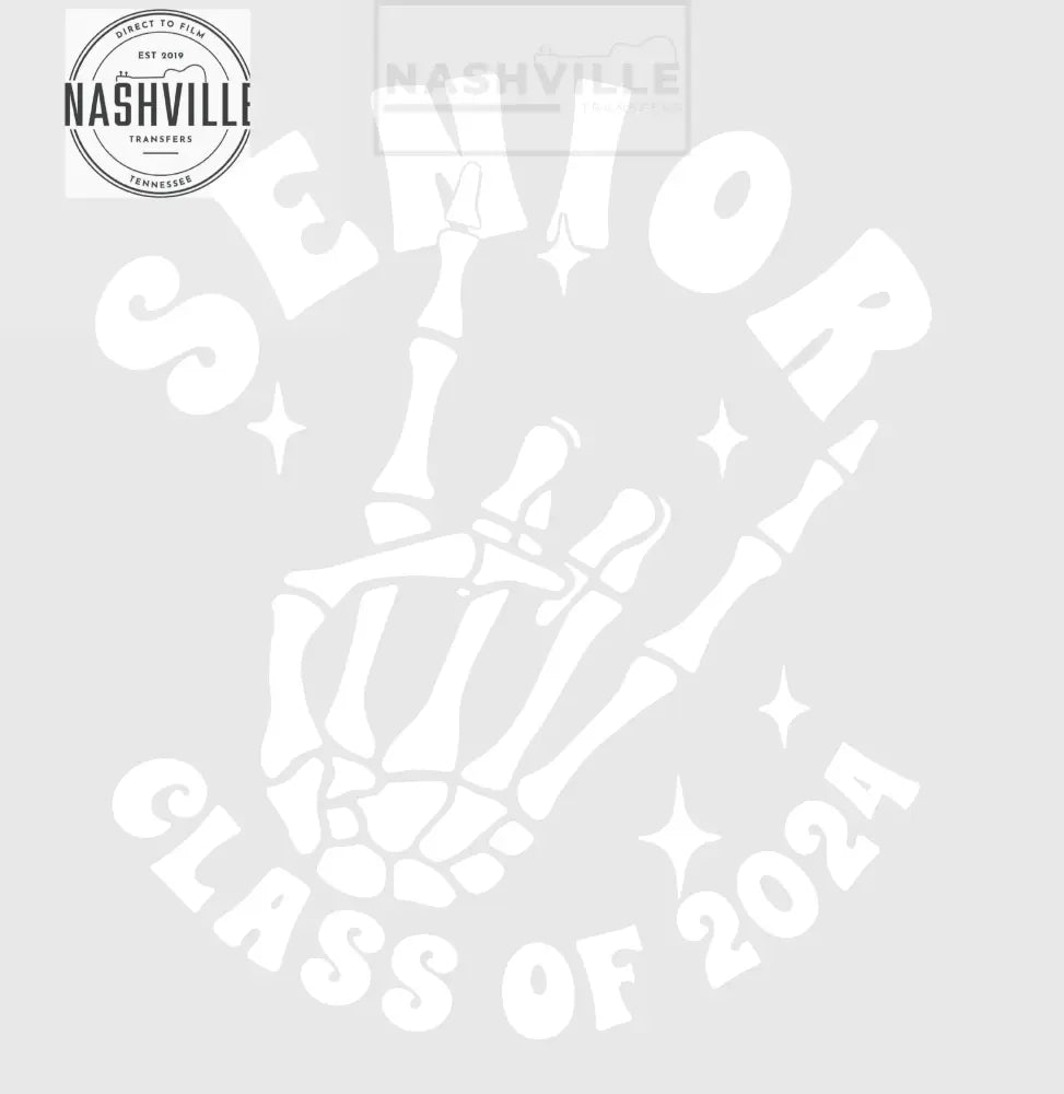 Senior Class 2024 Skeletal Hand Transfer White