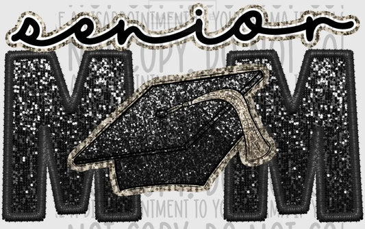 Senior Mom Glitter And Embroidery Effect Transfer