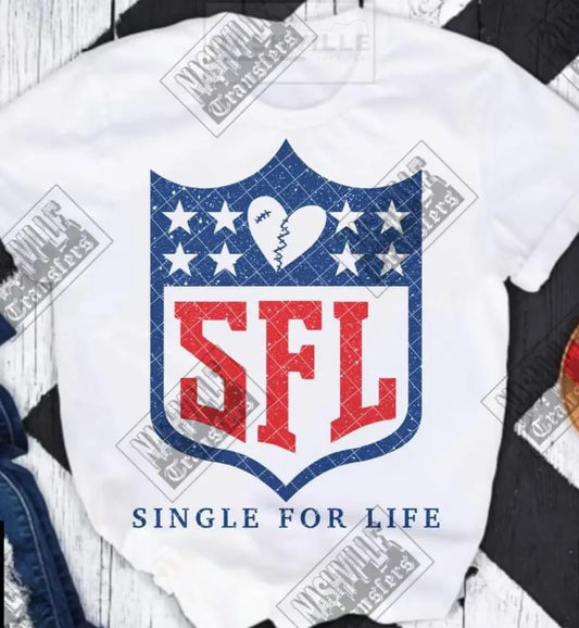 Single For Life Football Tee S / Blue Glitter