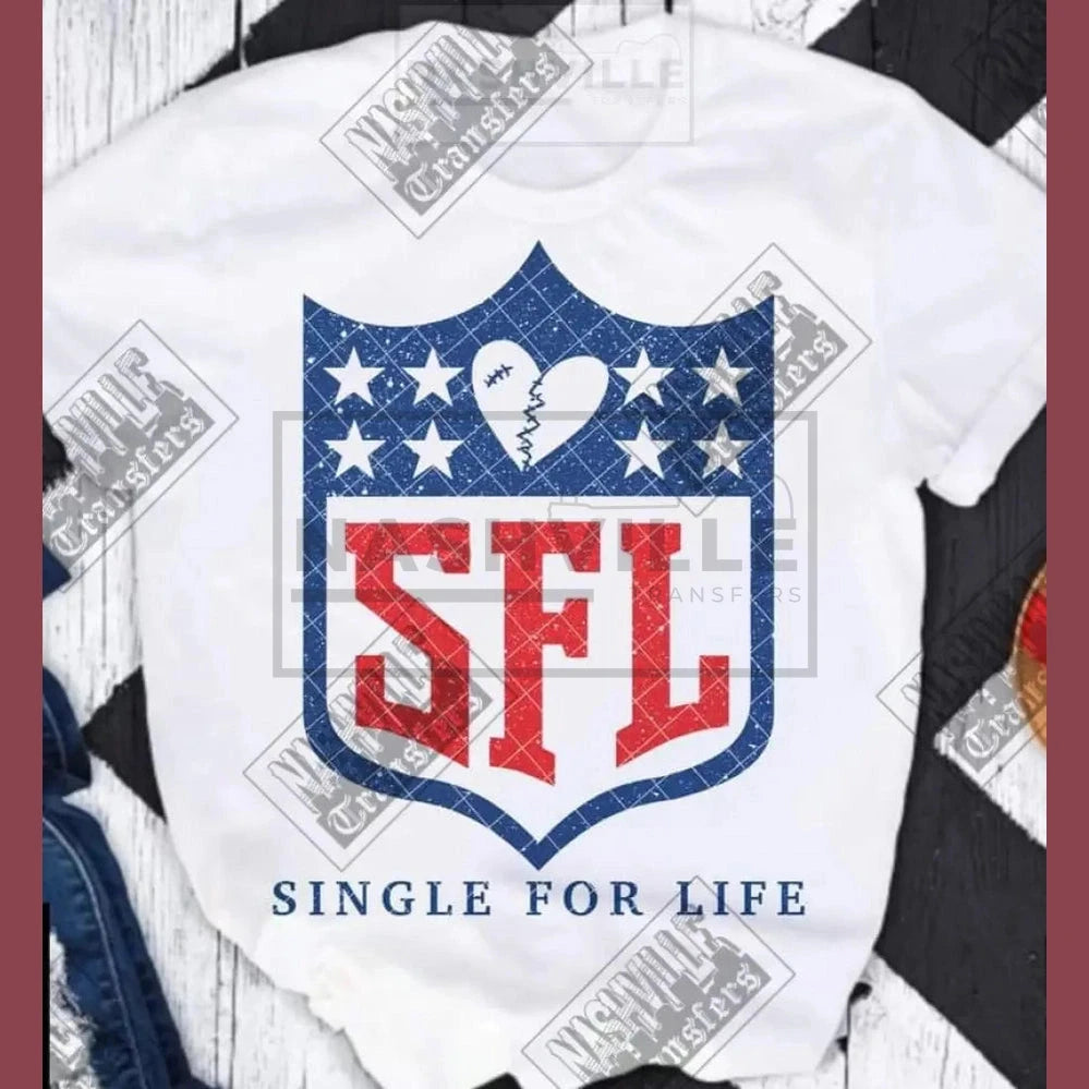 Single For Life Football Tee S / Blue Glitter