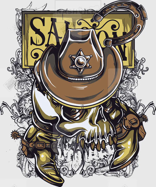 Skeleton Western Boots Cowboy Hat Stock Transfer