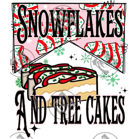 Snowflakes And Tree Cakes Christmas Holiday Stock Transfer.