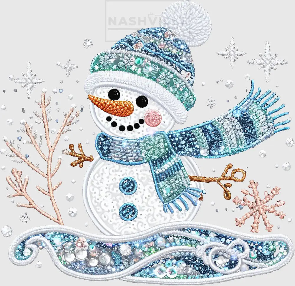 Snowman Embroidery Sequin Effect Transfer.