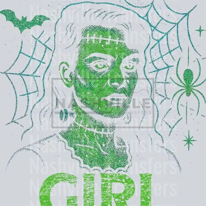spooky girl season with black knockout. For dark apparel only