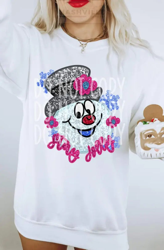 Stay Jolly Snowman Sequin Effect Sweatshirt.