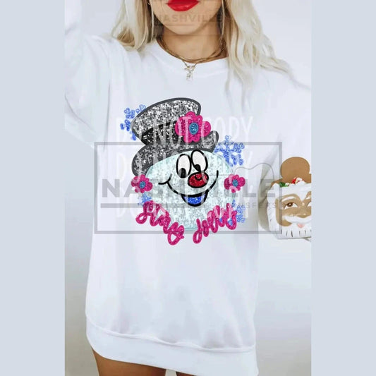 Stay Jolly Snowman Sequin Effect Sweatshirt.