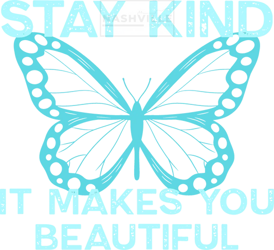 Stay Kind Butterlfy Transfers Blue / Colorburst