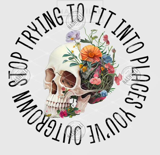 Stop Trying To Fit In Transfer. No Sub-Title / Clear Film Transfer Black