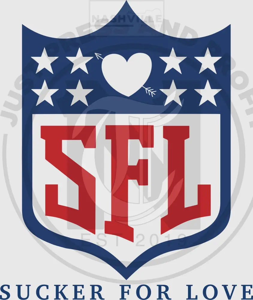 Sucker For Love Valentines Holiday Football Tee. S / Blue