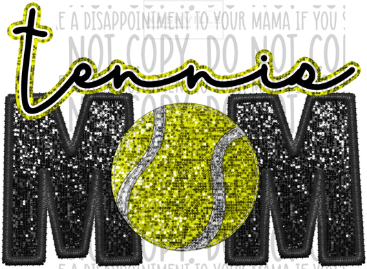 Tennis Mom Glitter And Embroidery Effect Transfer