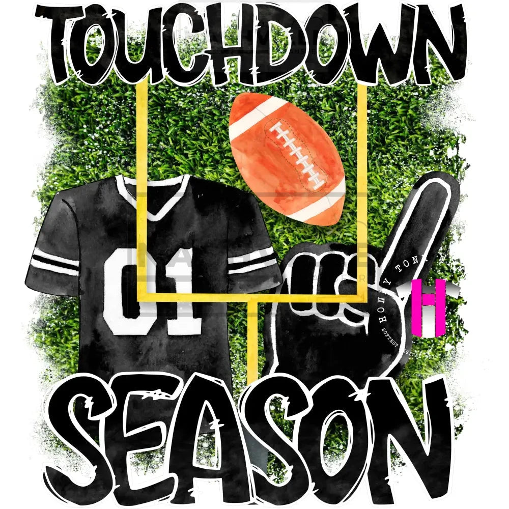 Touchdown Football Season Transfer. Low Heat Transfer / Black