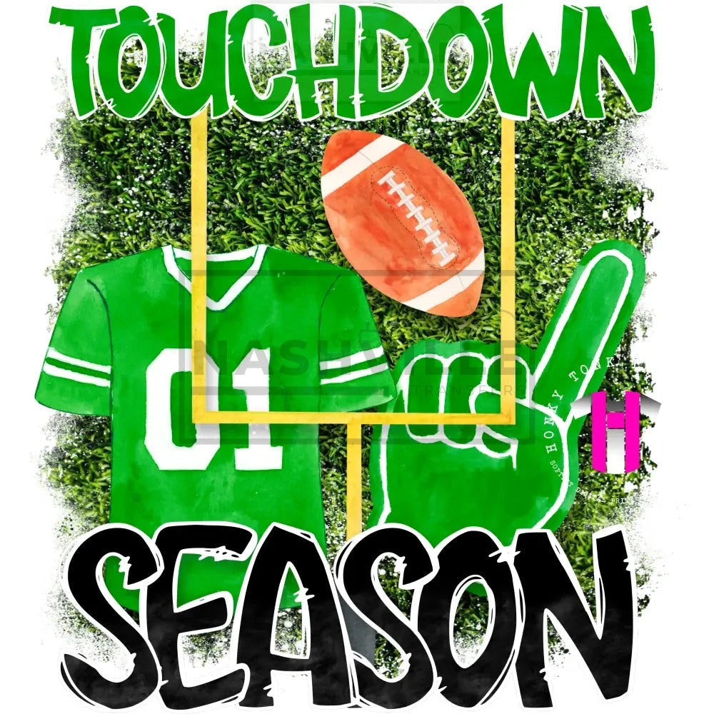 Touchdown Football Season Transfer. Low Heat Transfer / Green