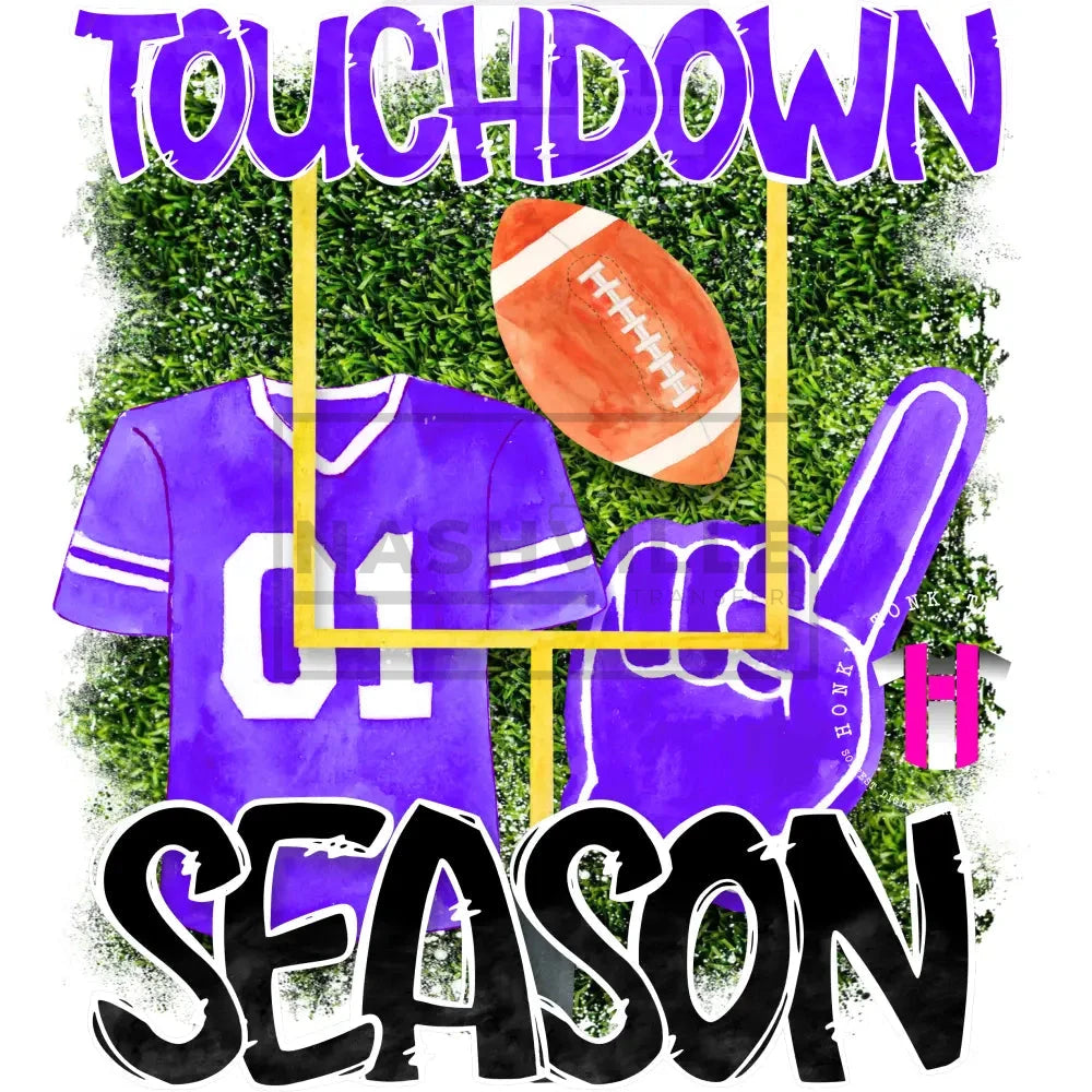 Touchdown Football Season Transfer. Low Heat Transfer / Purple