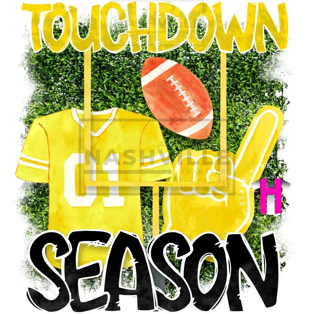Touchdown Football Season Transfer. Low Heat Transfer / Yellow