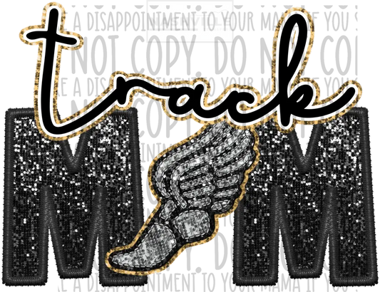 Track Mom Glitter And Embroidery Effect Transfer