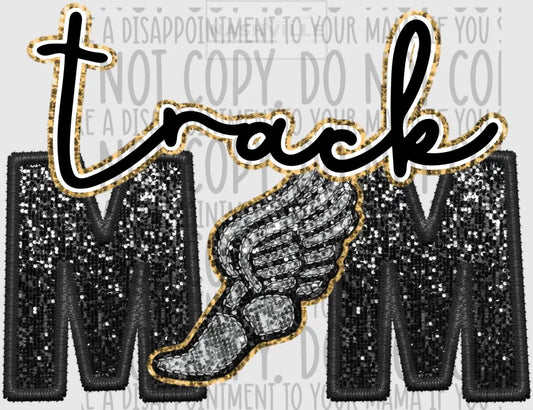 Track Mom Glitter And Embroidery Effect Transfer
