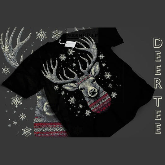 Ugly Sweater Effect Deer Tee.