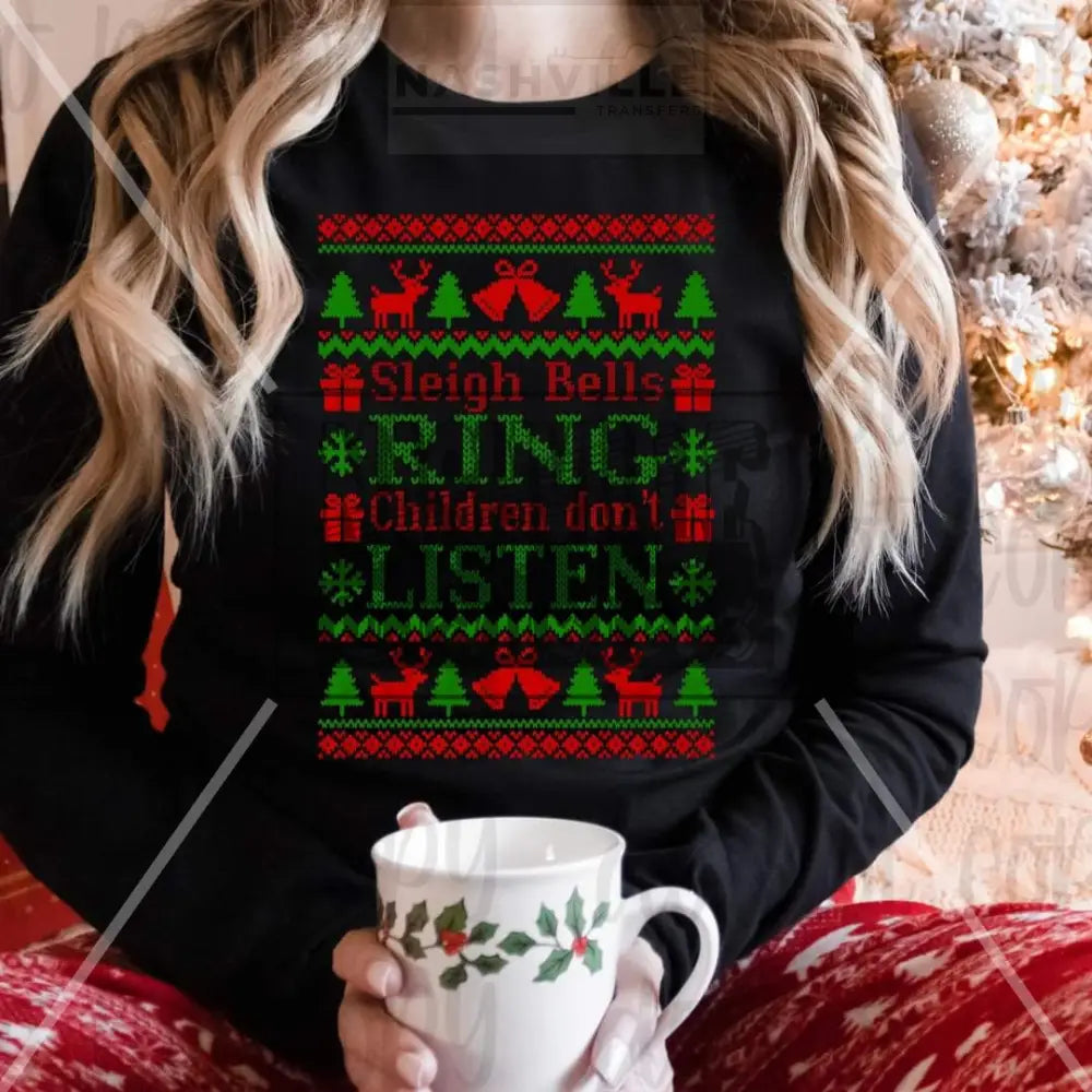 Ugly Sweater Sleigh Bells Ring Christmas Holiday Stock Transfer.