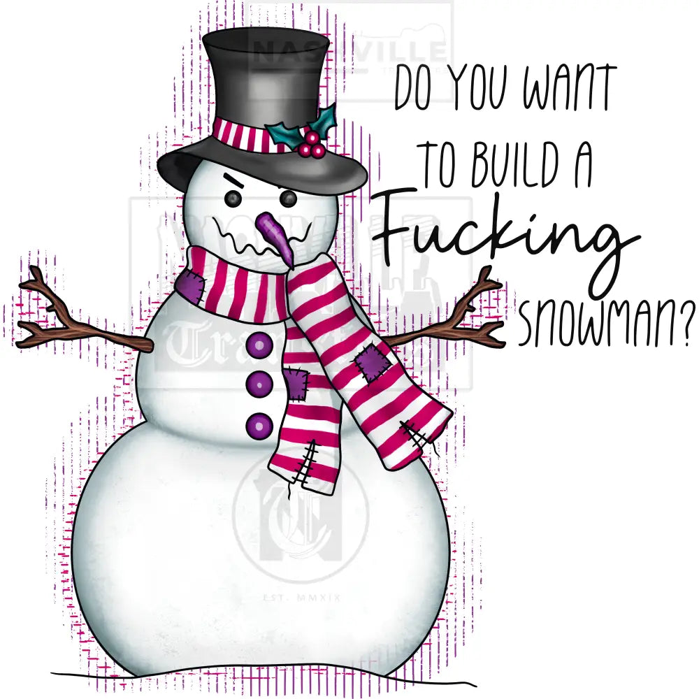 Want To Build A Snowman Naughty Word Christmas Holiday Stock Transfer.