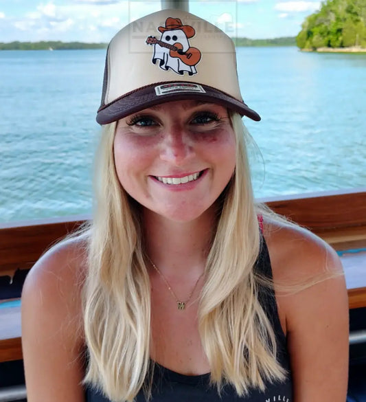 Western Cowboy Hat – Nashville Transfers Trucker Cap with Country Guitar Mascot