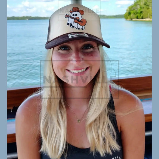 Western Cowboy Hat – Nashville Transfers Trucker Cap with Country Guitar Mascot