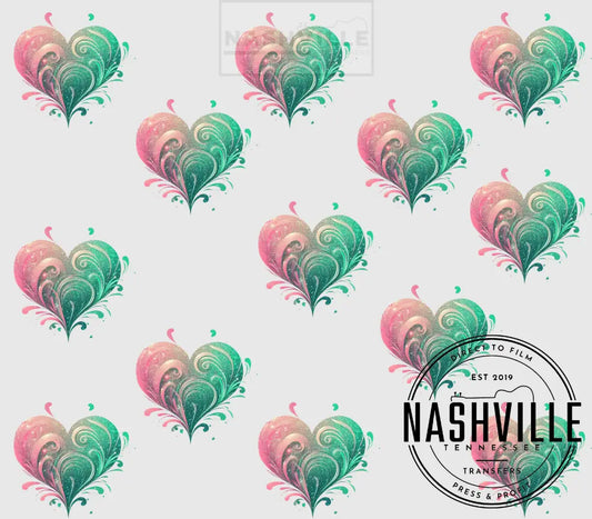 Whimsical Heart Tumbler Sublimation Transfer.
